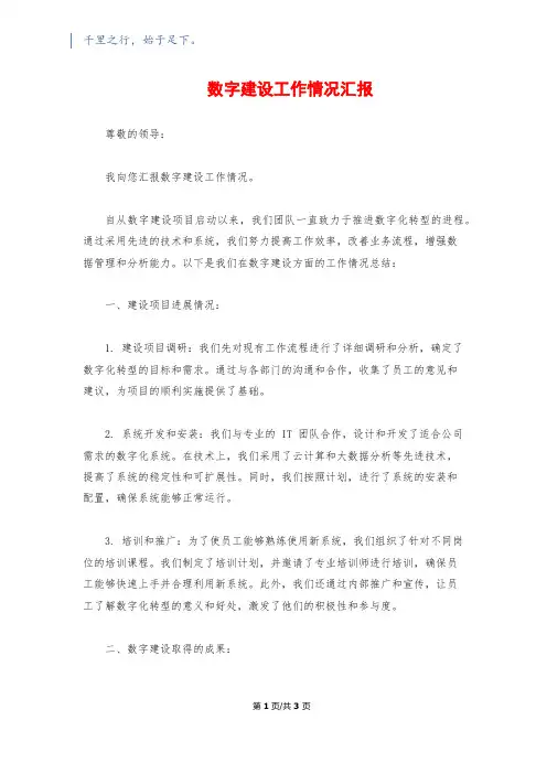 数字建设工作情况汇报