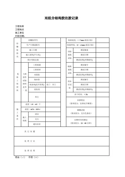 双组分结构胶打胶记录