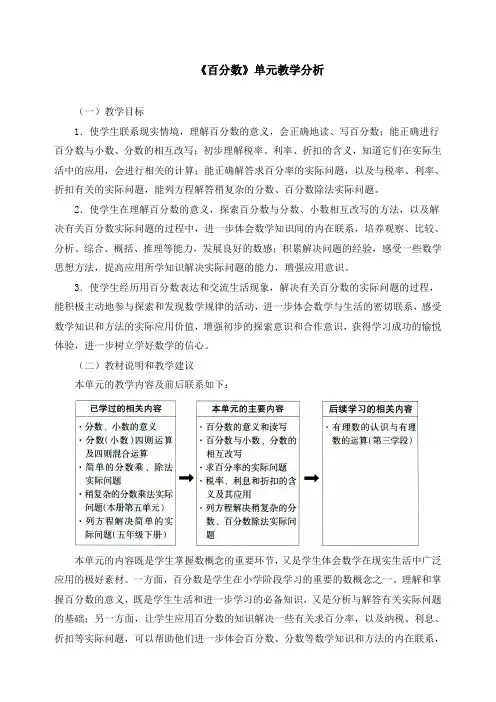 小学六年级数学《百分数》单元教学分析