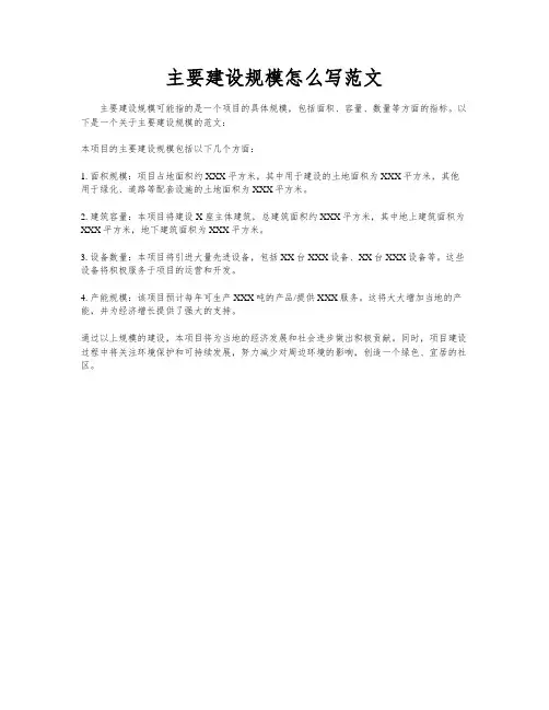 主要建设规模怎么写范文
