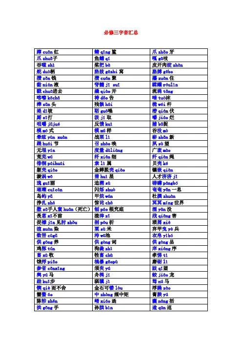 高中语文必修三字音汇总