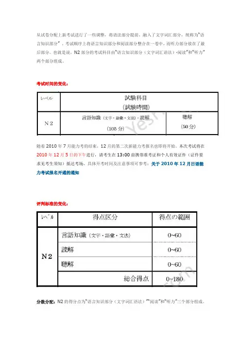 新日语能力考N2改革