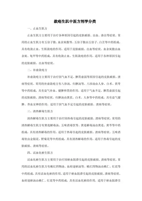 敛疮生肌 中医方剂学 分类