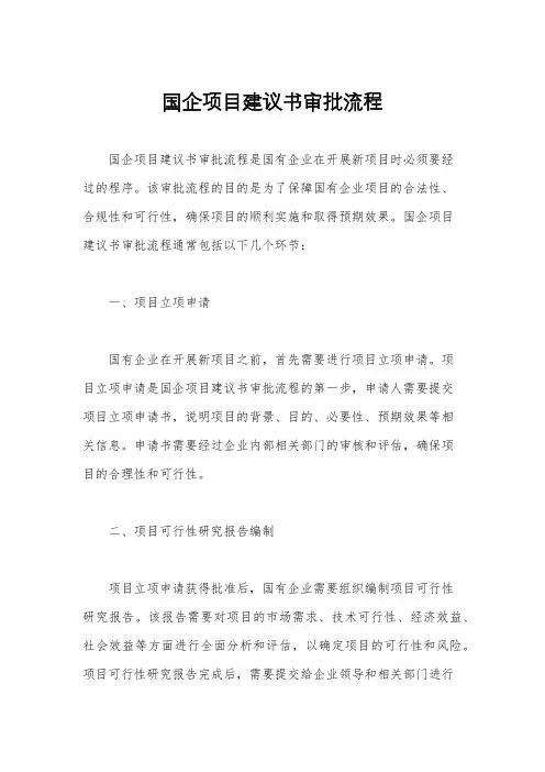 国企项目建议书审批流程