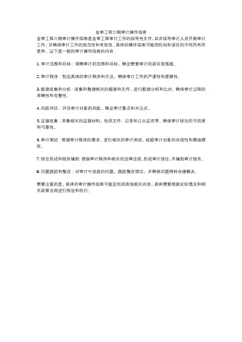 金审工程三期审计操作指南