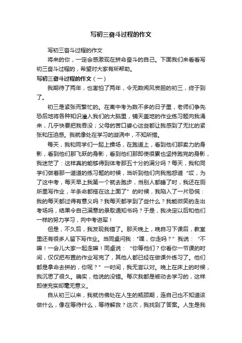 写初三奋斗过程的作文