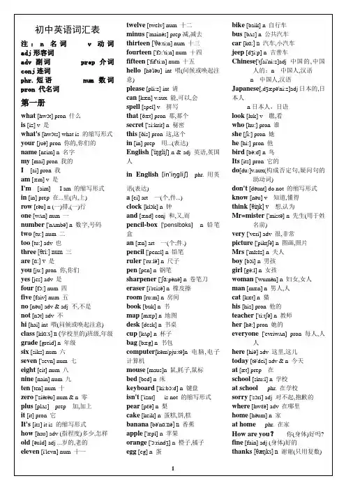 中学(初中到高中)英语全部单词表大全(初一到高三带音标)