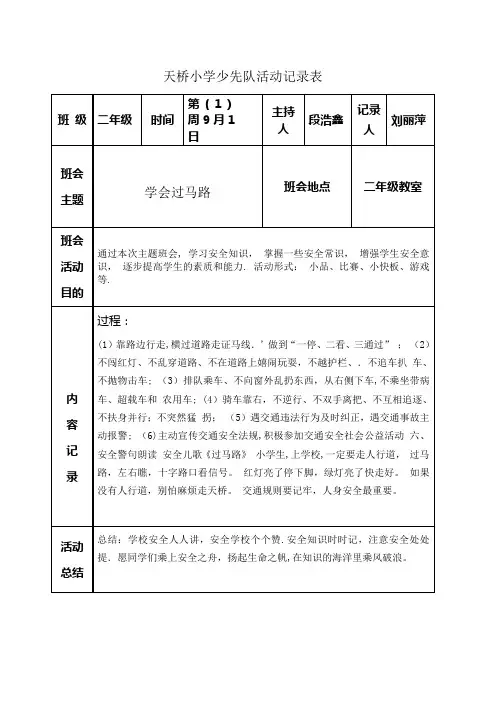 班队会记录表【范本模板】