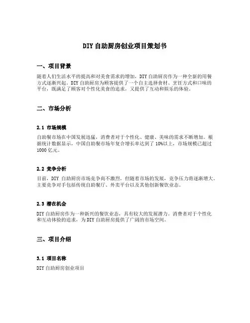 diy自助厨房创业项目策划书