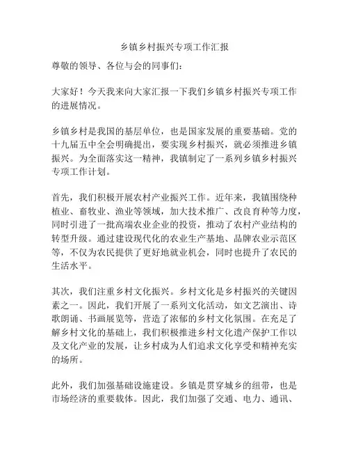 乡镇乡村振兴专项工作汇报