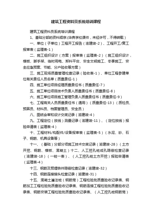 建筑工程资料员系统培训课程