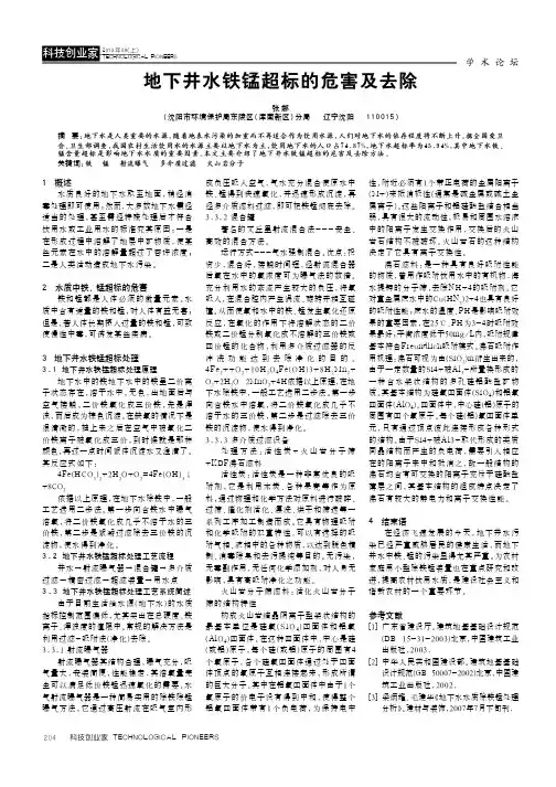 地下井水铁锰超标的危害及去除（论文）