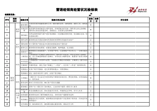 4S店2013售后点检表