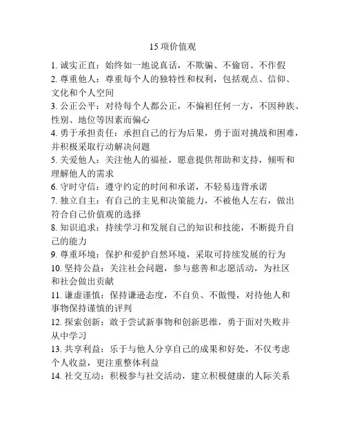 15项价值观