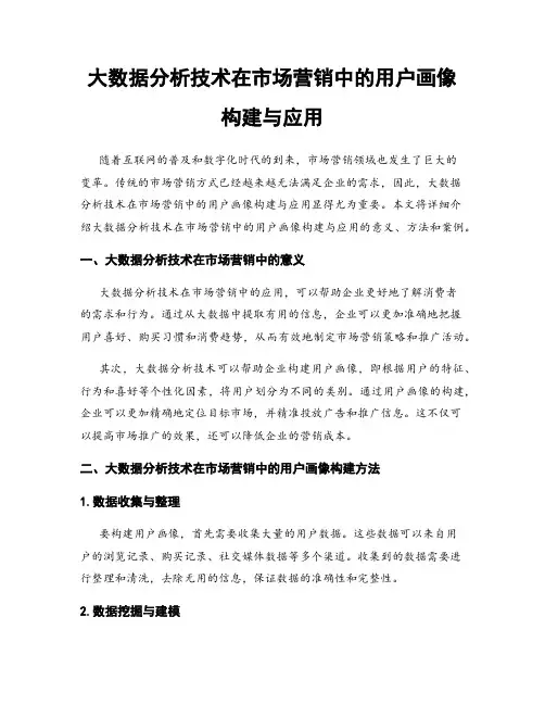 大数据分析技术在市场营销中的用户画像构建与应用