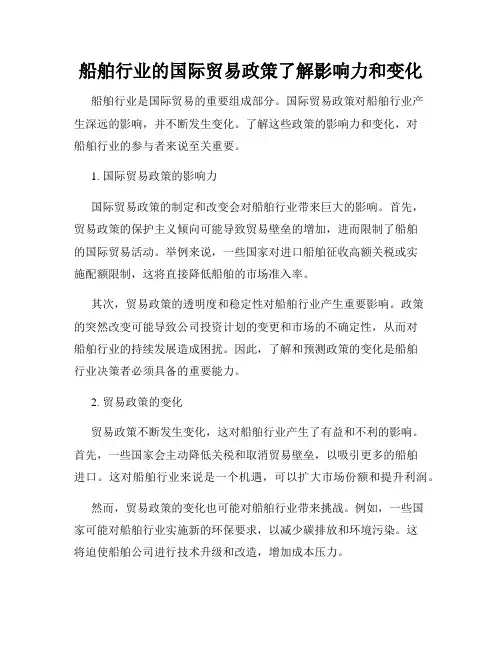船舶行业的国际贸易政策了解影响力和变化