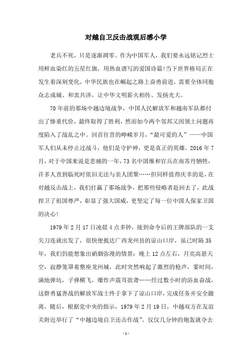 对越自卫反击战观后感小学
