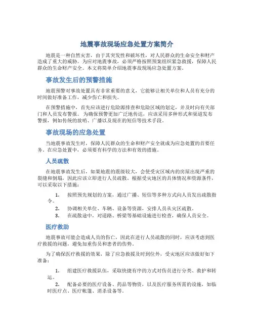 地震事故现场应急处置方案