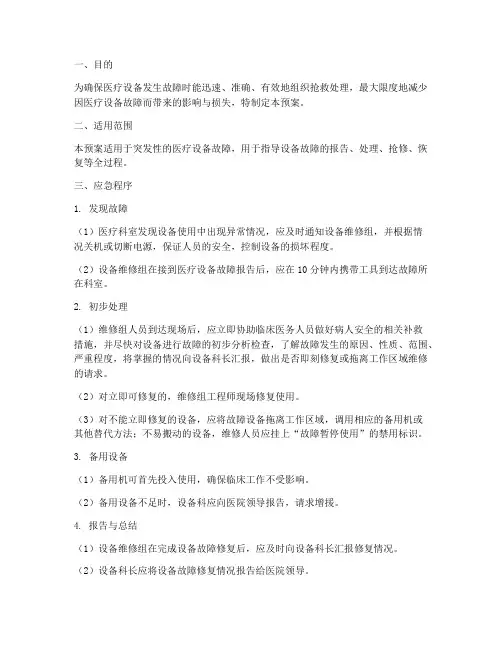 医疗设备突发应急预案