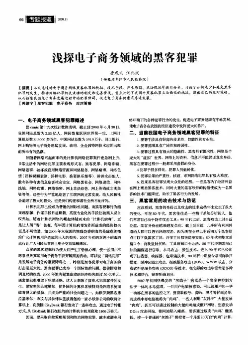 浅探电子商务领域的黑客犯罪