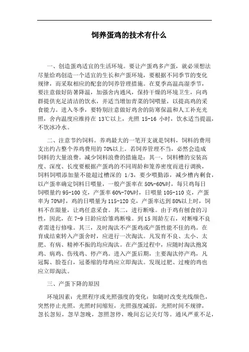饲养蛋鸡的技术有什么