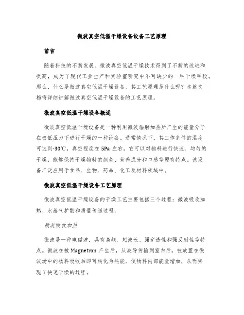 微波真空低温干燥设备设备工艺原理