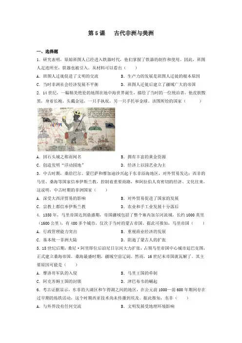 第5课 古代非洲与美洲 同步练习 高中历史统编版(2019)必修中外历史纲要下册