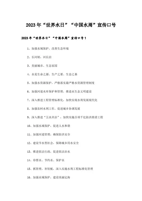 2023年“世界水日”“中国水周”宣传口号