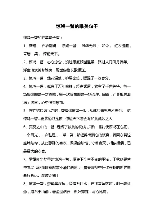 惊鸿一瞥的唯美句子