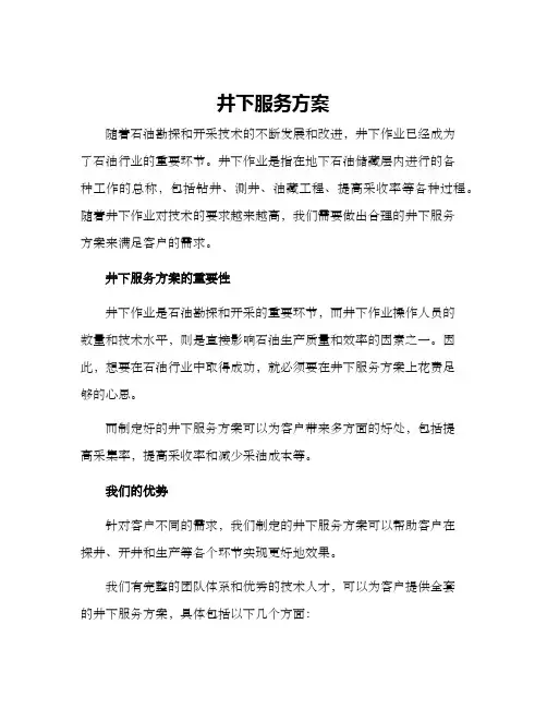 井下服务方案