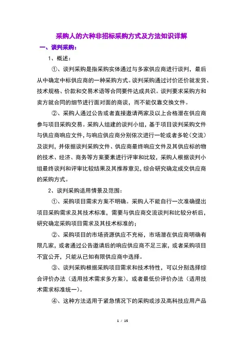 采购人的六种非招标采购方式及方法知识详解