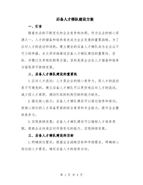后备人才梯队建设方案
