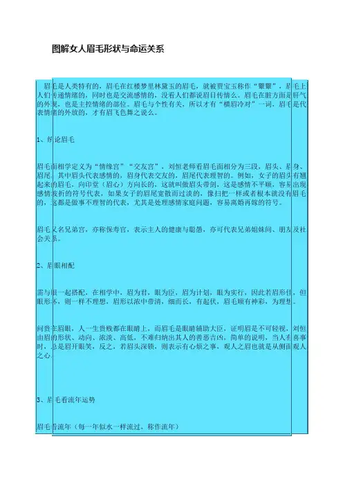 图解女人眉毛形状与命运关系