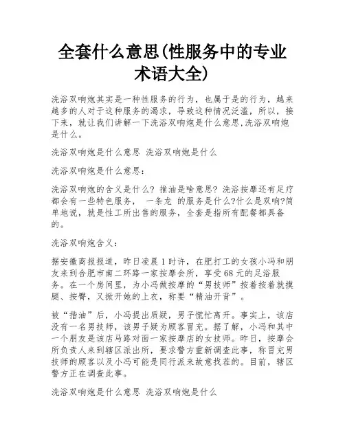 全套什么意思(性服务中的专业术语大全)