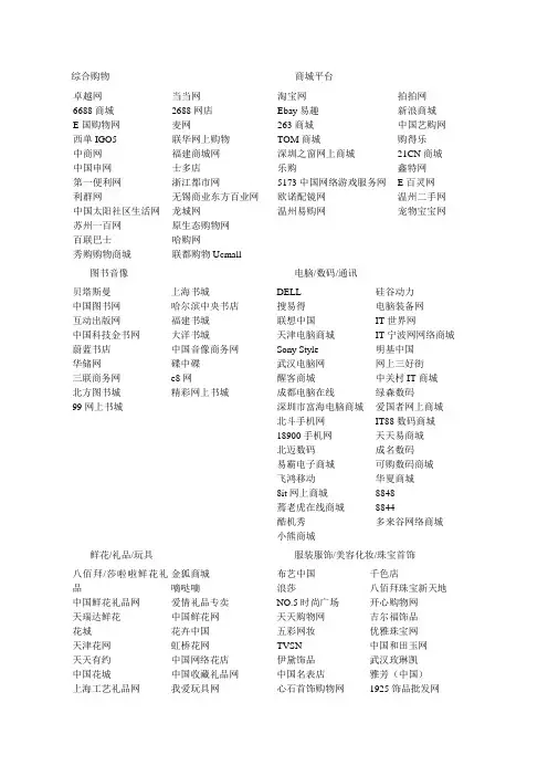 中国B2C网址大全