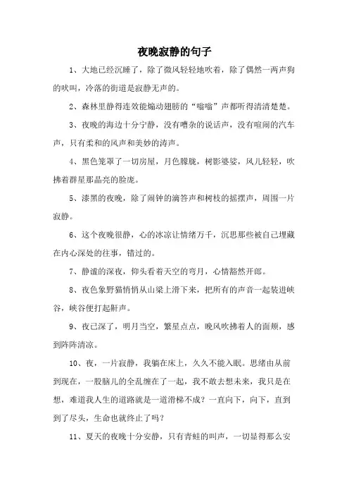 夜晚寂静的句子