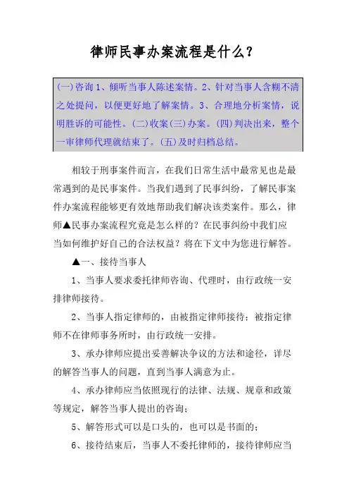 律师民事办案流程是什么？