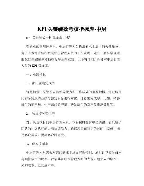 KPI关键绩效考核指标库-中层
