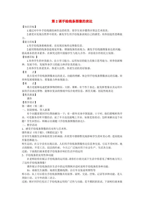 初中美术 第2课 手绘线条图像的表达教案