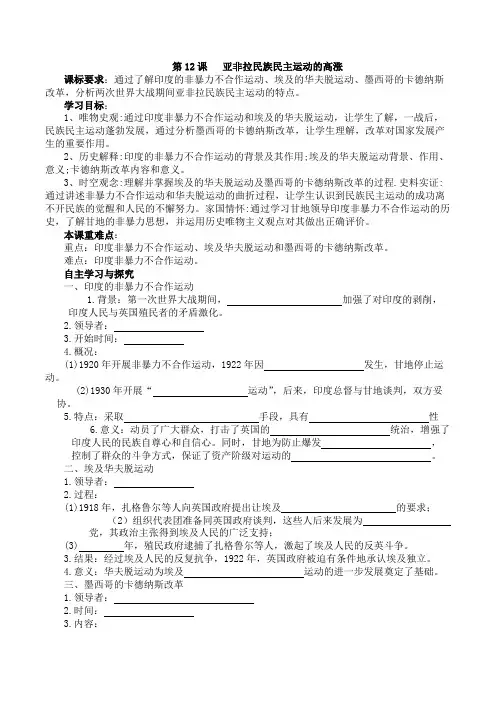 第12课  亚非拉民族民主运动的高涨