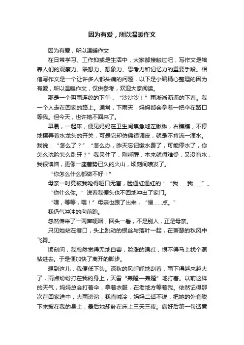 因为有爱，所以温暖作文