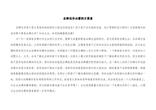 品牌运作必需的五要素