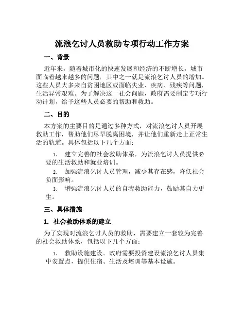流浪乞讨人员救助专项行动工作方案范文