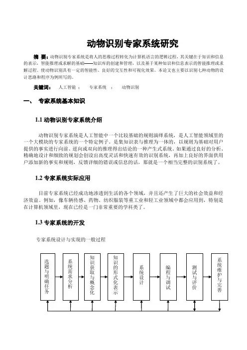 人工智能大作业-动物识别专家系统研究