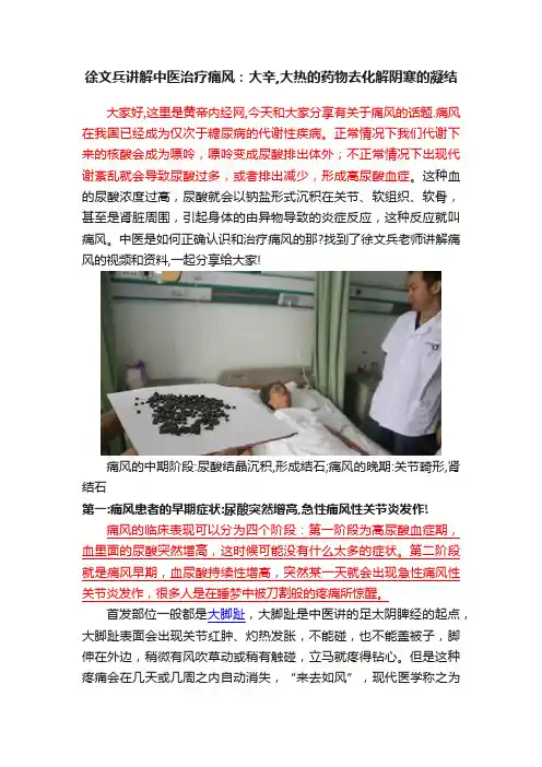 徐文兵讲解中医治疗痛风：大辛,大热的药物去化解阴寒的凝结
