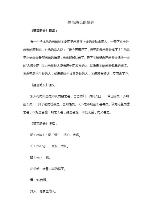 揠苗助长的翻译