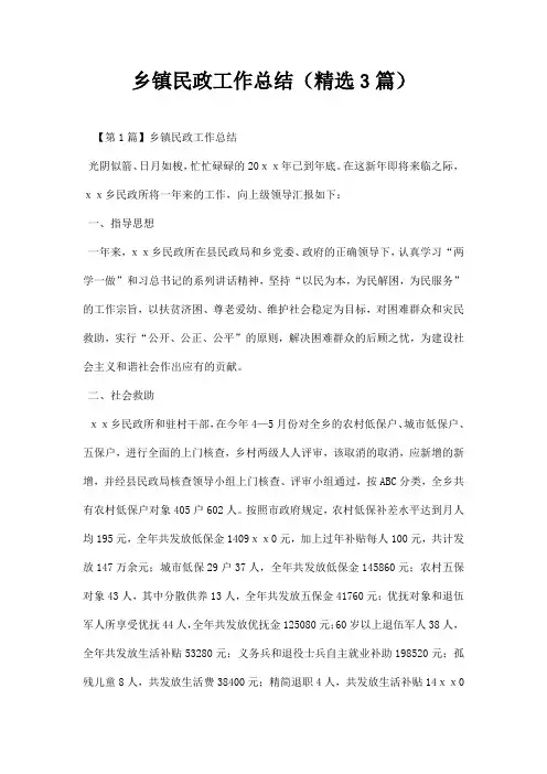 乡镇民政工作总结精选三篇