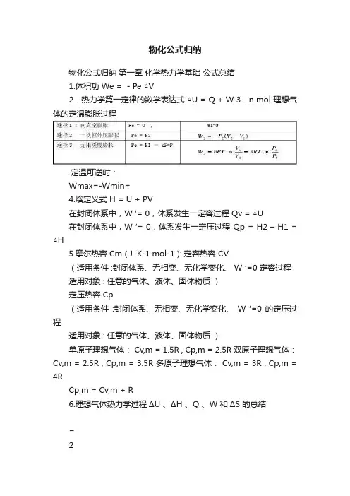 物化公式归纳