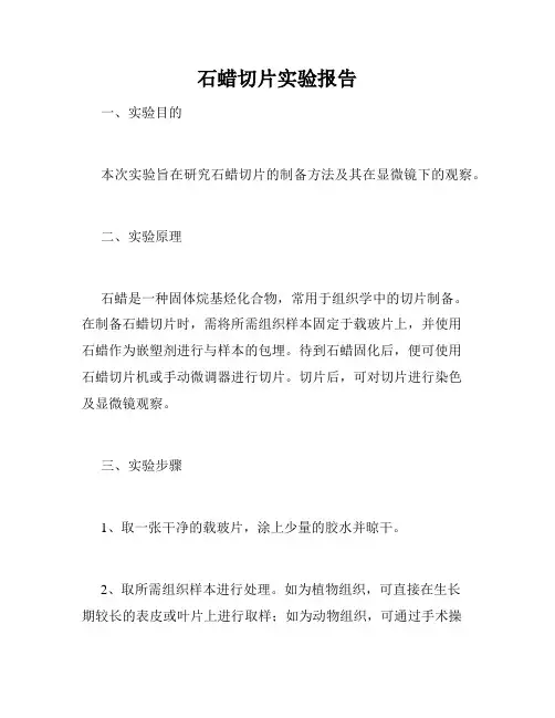 石蜡切片实验报告