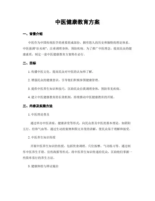 中医健康教育方案